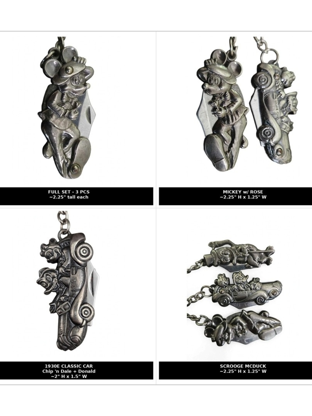 ✨ VINTAGE 70s/80s DISNEY PEWTER KEYCHAIN SET